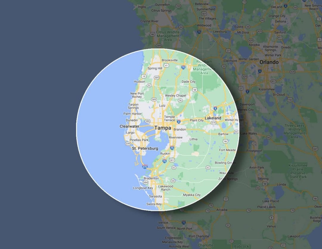 service area map Heaven Sent Roofing Tampa, FL